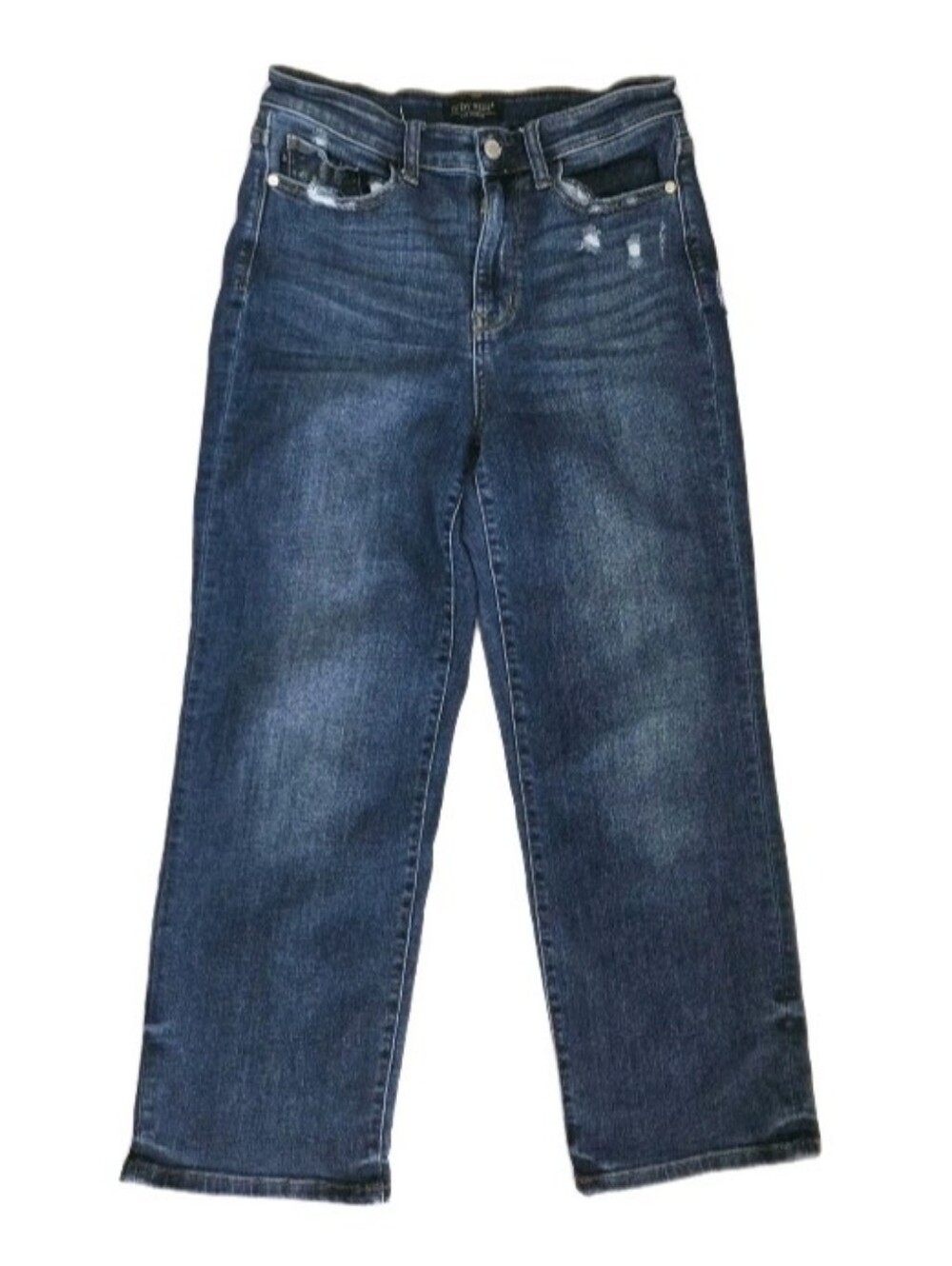 Judy Blue High Waist Destroyed Pocket Wide Leg Jeans  Womens Size 7/28 Boho Chic